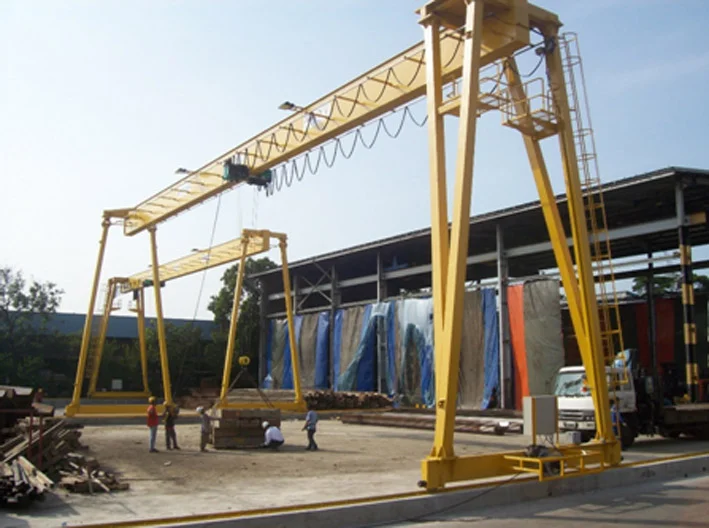 A single girder gantry crane for industrial work