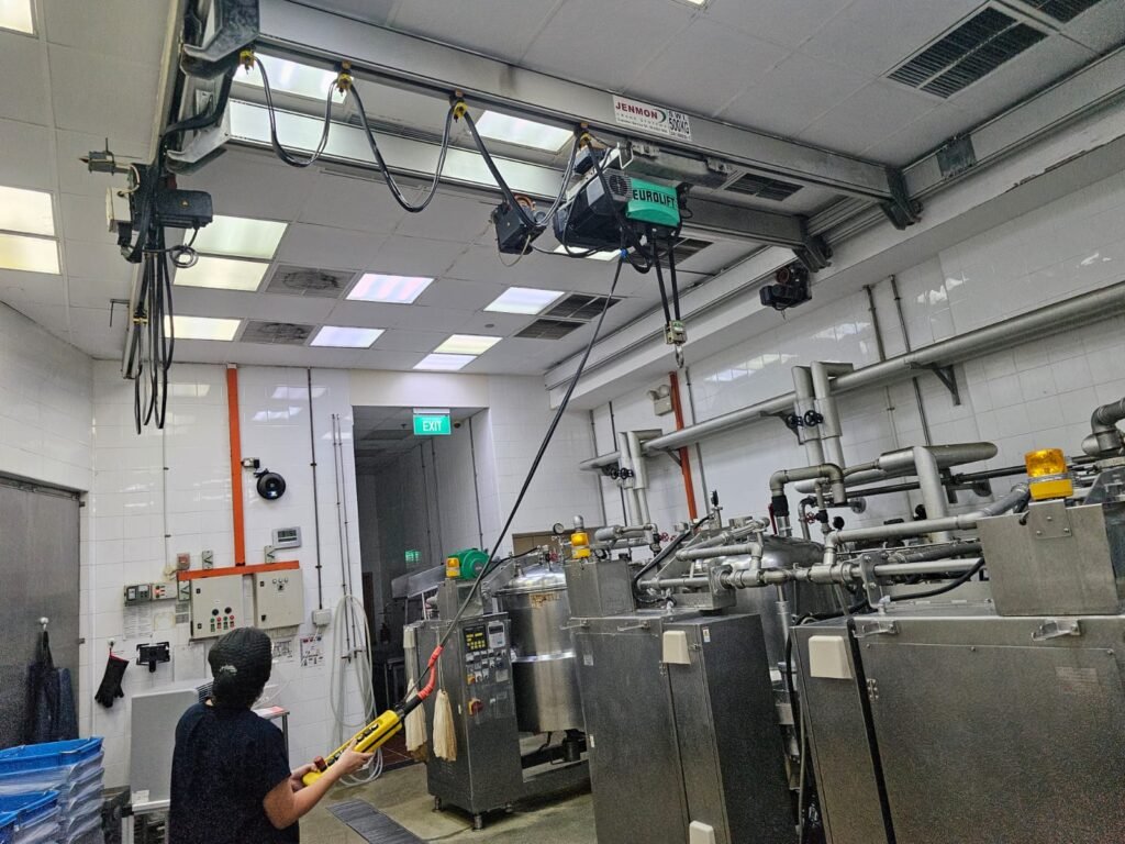 belt hoist and light weight aluminium crane system in the food industry