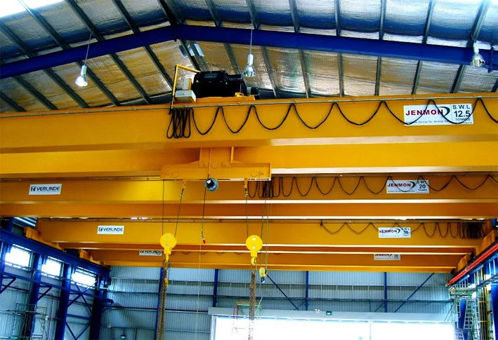 Overhead crane used inside a facility
