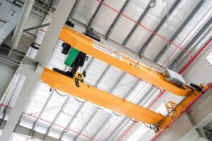 An overhead crane with an electrical hoist