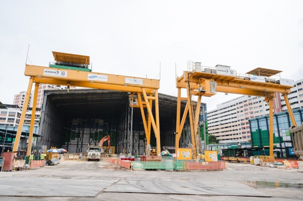 Two big gantry cranes for outdoor operations