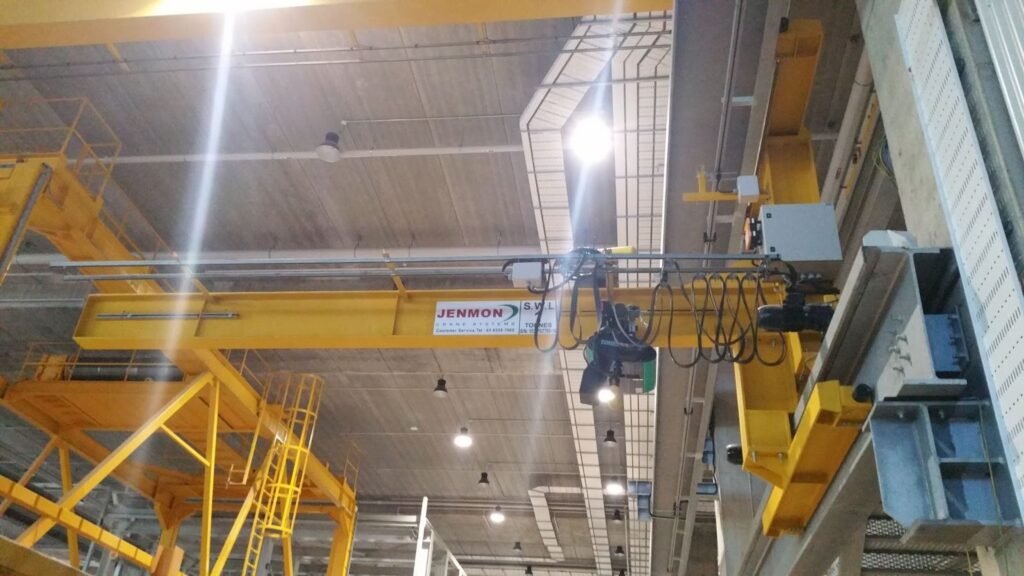 A wall mounted jib crane used for indoor lifting