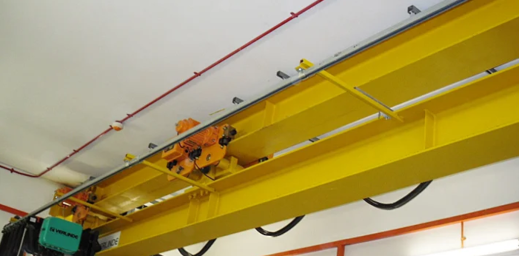 Close up view of a monorail crane installed