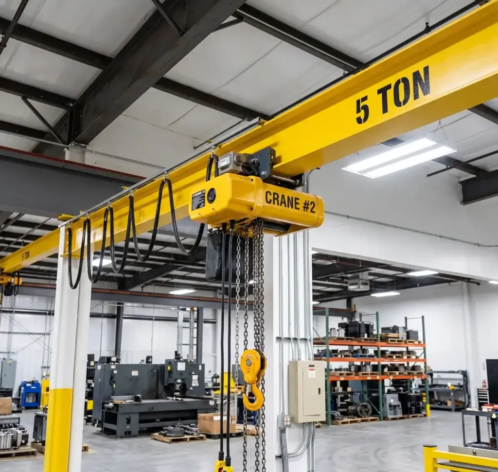 AI-generated monorail crane in a workshop